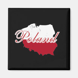 Eenvoudig Modern Polen Vlag kaart Souvenir Magneet