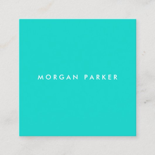 Eenvoudig modern Professional Turquoise Blue Squar Vierkante Visitekaartje (Voorkant)