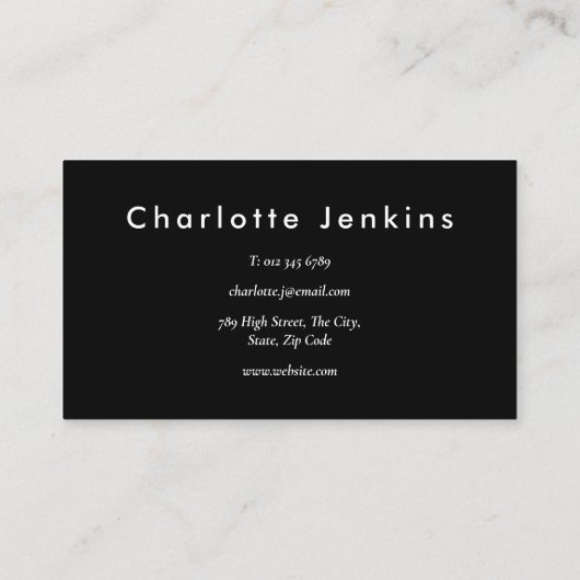 Eenvoudig Modern Professioneel Zwart Wit Visitekaartje (Achterkant)