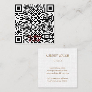 Eenvoudig modern Quar Code Square Visitekaartje