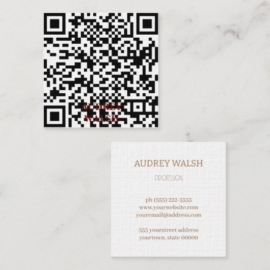 Eenvoudig modern Quar Code Square Visitekaartje (Voorkant / Achterkant)