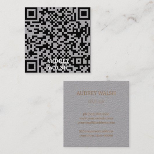 Eenvoudig modern Quar Code Square Visitekaartje (Voorkant / Achterkant)