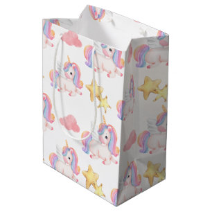 Eenvoudig Modern Rainbow eenhoorn verjaardagsfeest Medium Cadeauzakje