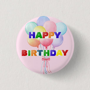 Eenvoudig Modern regenboogballon verjaardagsfeestj Ronde Button 3,2 Cm