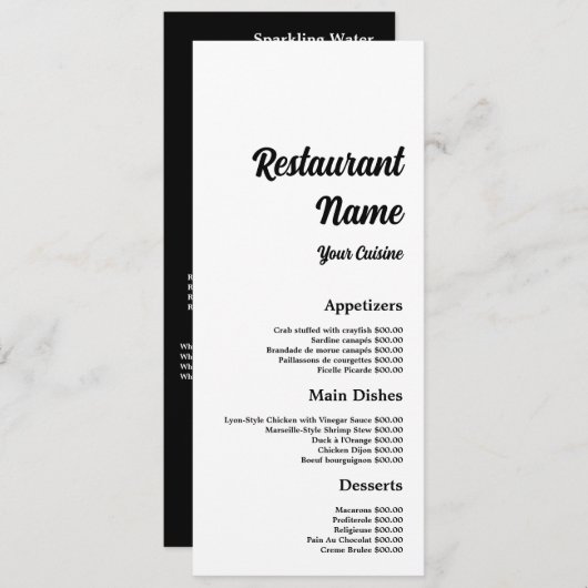 Eenvoudig & Modern, Restaurant Slimline Menu (Voorkant / Achterkant)