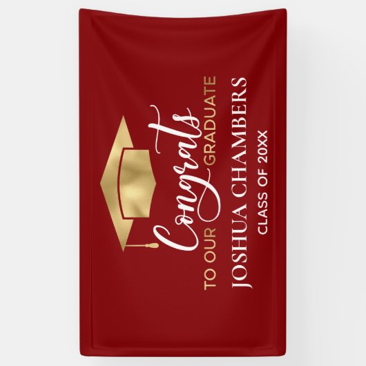 Eenvoudig, modern, rood Afstuderen Spandoek (Verticaal)