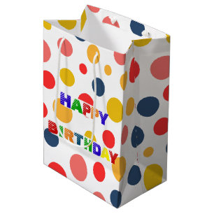 Eenvoudig Modern rood groen Polka dot verjaardagsf Medium Cadeauzakje