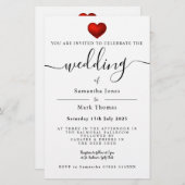 Eenvoudig modern rood harthuwelijk briefpapier (Voorkant / Achterkant)