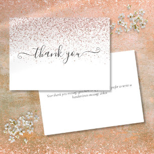 Eenvoudig modern Roos Gold Glitter Script Bedankkaart