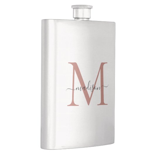 Eenvoudig Modern Roos Gold Monogram Girly Script N Flacon (Rechts)