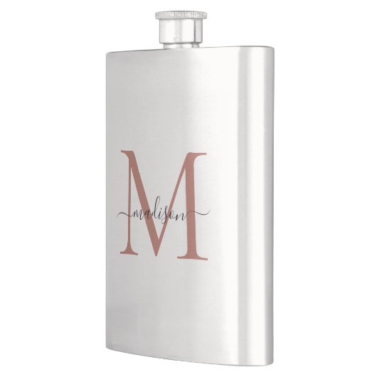 Eenvoudig Modern Roos Gold Monogram Girly Script N Flacon (Links)