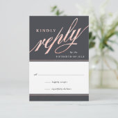 Eenvoudig modern Roos Gold Script Reply Kaarten RSVP Kaartje (Staand voorkant)