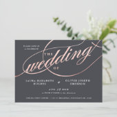 Eenvoudig modern Roos Gold Script Weddenschap Kaart (Staand voorkant)