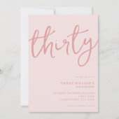 Eenvoudig Modern Roos Roze 30th Birthday Kaart (Voorkant)