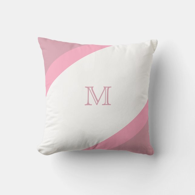 Eenvoudig modern Roze gestreept monogram Kussen (Voorkant)