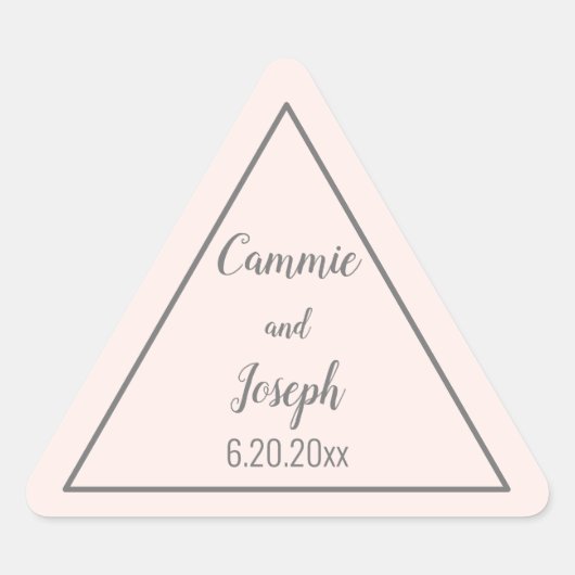 Eenvoudig Modern Roze Grijs Driehoek Bruiloft Geom Driehoek Sticker (Voorkant)