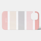 Eenvoudig modern Roze grijze strip Monogram Case-Mate iPhone Case (Achterkant (horizontaal))