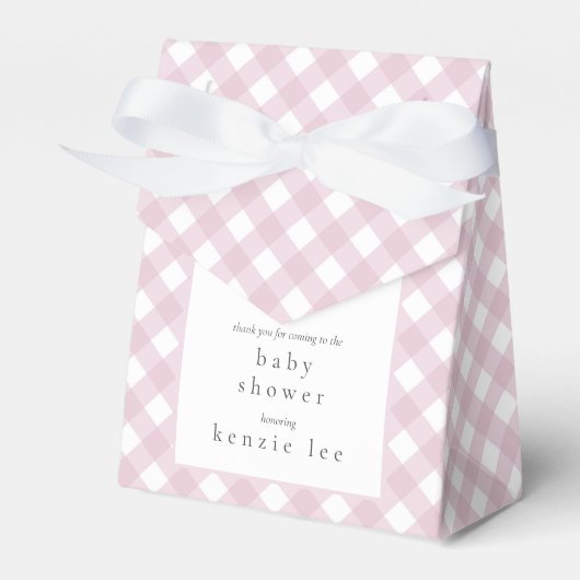 Eenvoudig Modern Roze Plaid Bow Baby shower Bedankdoosjes (Voorkant Zijde)