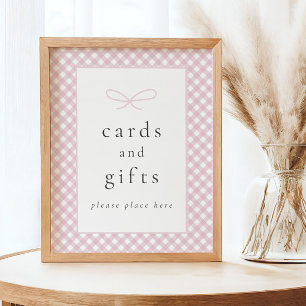 Eenvoudig Modern Roze Plaid Bow Baby shower Teken Poster