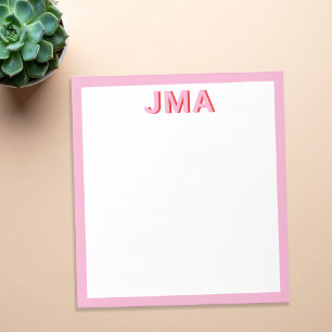 Eenvoudig Modern Roze Rood Monogram Notitieblok