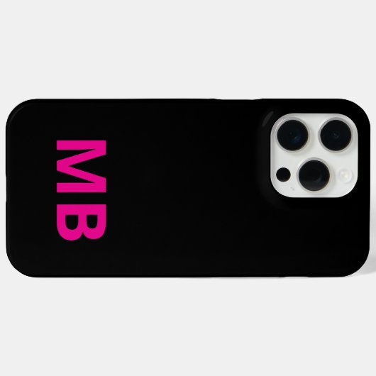Eenvoudig Modern Roze Zwart Initiaal Monogram Case-Mate iPhone Case (Achterkant (horizontaal))