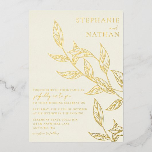 Eenvoudig, modern, rozenbruin folie uitnodiging (Voorkant)