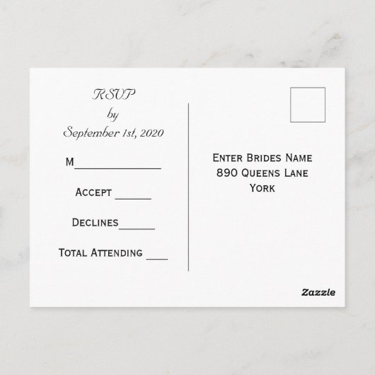 Eenvoudig Modern Rustiek Bruiloft RSVP Briefkaart (Achterkant)