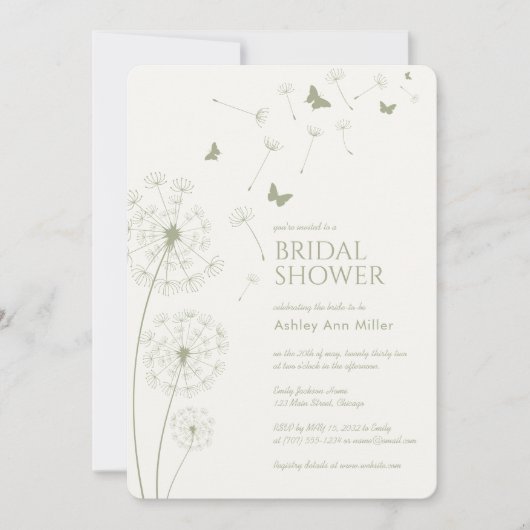 Eenvoudig Modern Sage Groen Paardebloem Vrijgezell Kaart (Voorkant)