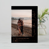 Eenvoudig Modern 'Save the Date' Script Folie Uitnodiging (Staand Voorkant)