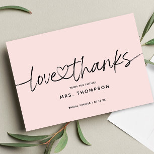 Eenvoudig Modern Schrift Bruidsfeest Blush Roze Bedankkaart