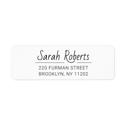 Eenvoudig Modern Script 03. Aangepast retouradres Etiket (Voorkant)