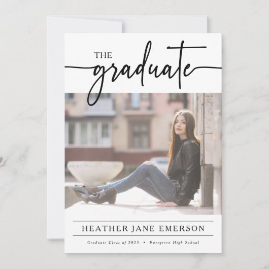 Eenvoudig modern Script-Afstuderen Kaart (Voorkant)