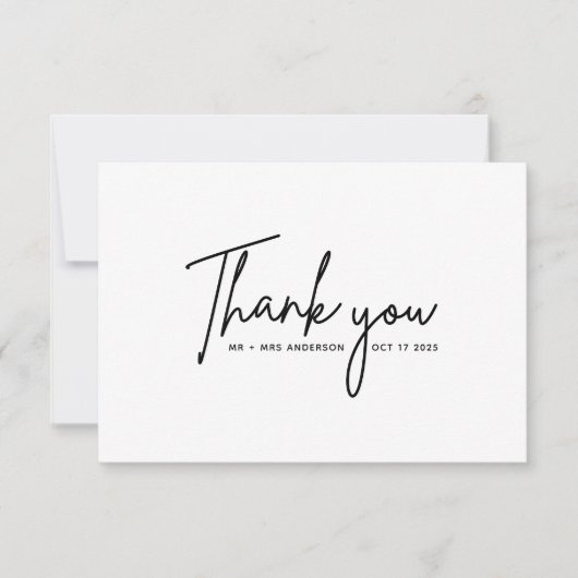 Eenvoudig modern script Bedankt voor je bruiloft f (Voorkant)