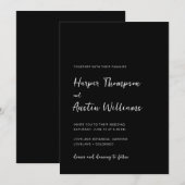 Eenvoudig modern Script Black Wedding Kaart (Voorkant / Achterkant)