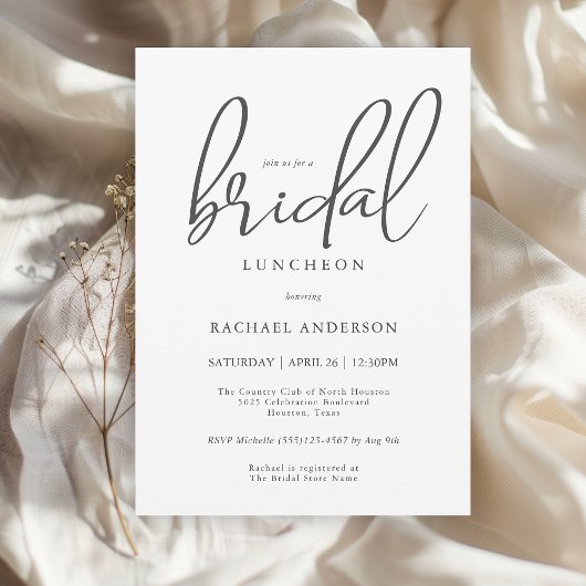 Eenvoudig Modern Script Bridal Luncheon Kaart
