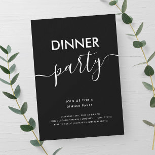Eenvoudig modern script dinerfeest kaart