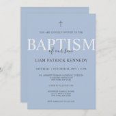 Eenvoudig modern Script Dusty Blue Baptism voor jo Kaart (Voorkant / Achterkant)