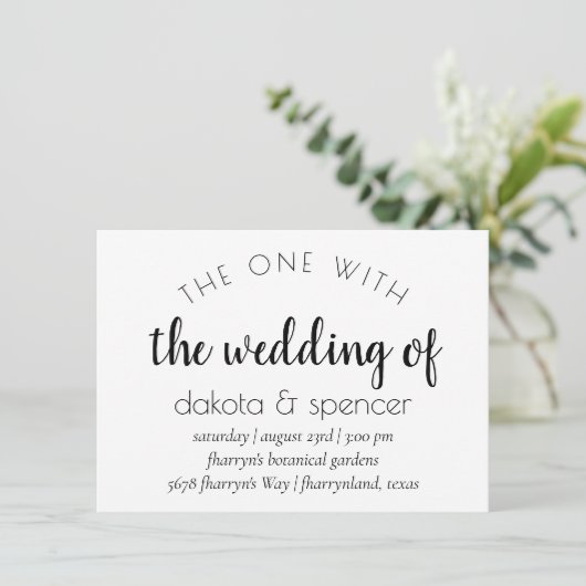 Eenvoudig modern script | Een met de bruiloft van Kaart (Staand voorkant)