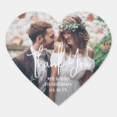 Eenvoudig modern script en foto bruiloft dank u hart sticker (Voorkant)