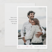 Eenvoudig Modern Script Foto Roos Gold Wedding Bedankkaart (Voorkant / Achterkant)