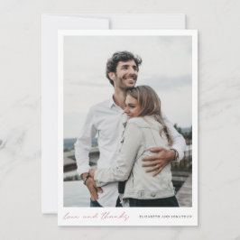 Eenvoudig Modern Script Foto Roos Gold Wedding Bedankkaart