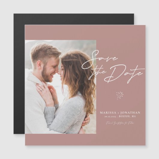 Eenvoudig modern script foto save the date (Voorkant / Achterkant)