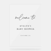 Eenvoudig Modern Script Frosted Baby shower Welkom Acryl Bord (Voorkant)