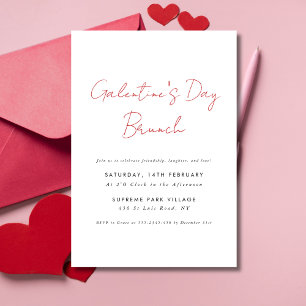 Eenvoudig Modern Script Galentines Day Brunch Part Kaart