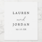 Eenvoudig Modern Script Monogrammed Bruiloft Spark Wijn Etiket (Enkel label)