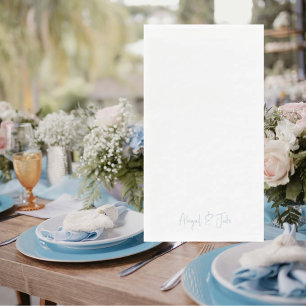Eenvoudig Modern Script Namen Sky Blue Wedding Servet