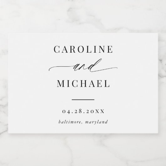 Eenvoudig modern script Names Weddenschap Sparkling Wijnetiket (Enkel label)