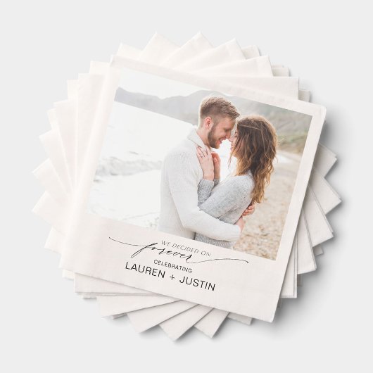Eenvoudig Modern Script Photo Engagement Party Servet