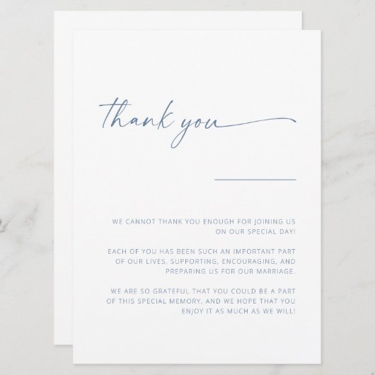 Eenvoudig modern Script Weddenschap Dank u Onderte (Voorkant / Achterkant)