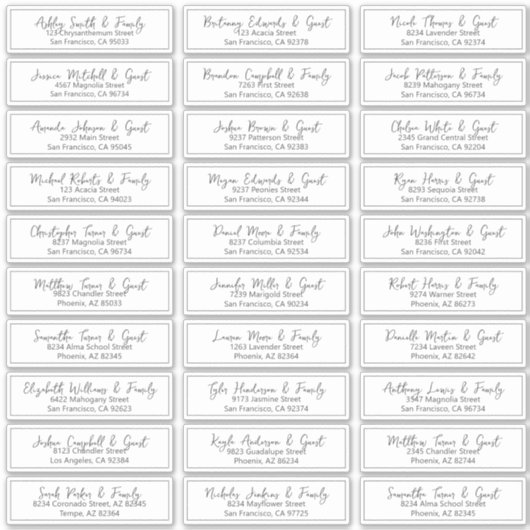 Eenvoudig modern Script Weddenschap Namen Adres Sticker (Voorkant)